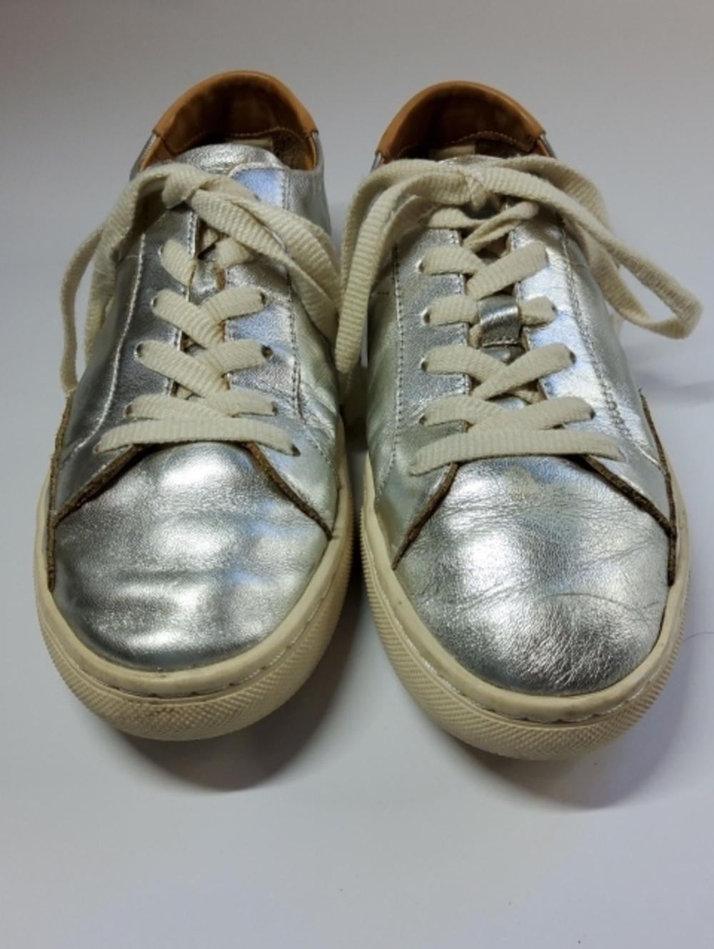 Soludos The Ibiza Classic Leather Silver Metallic Sneakers